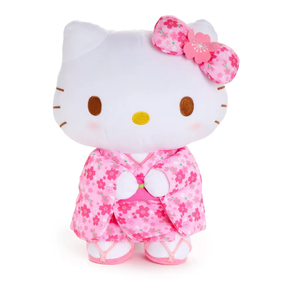 Hello Kitty Spring Kimono stående plysjbamse 14 tommer rosa