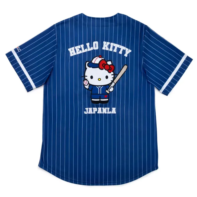 Hello Kitty x JapanLA Baseball Jersey baseballskjorte Blue brodert