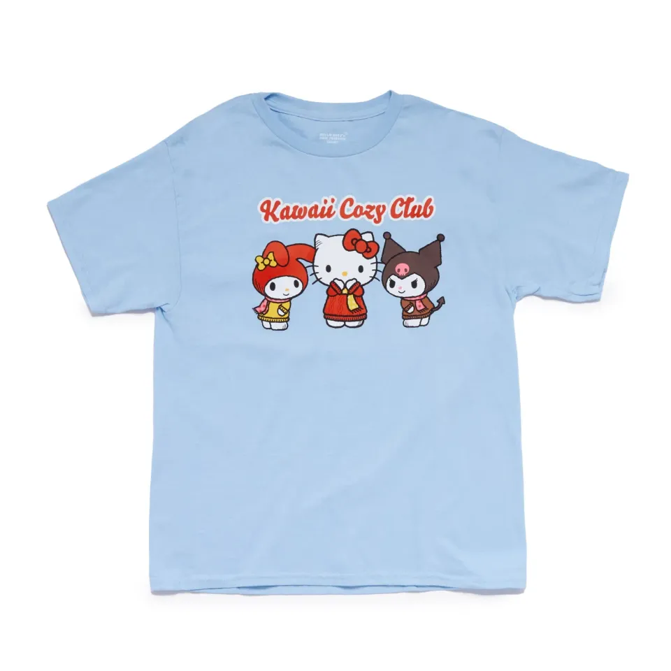 Hello Kitty and Friends Big Kids Kawaii Cozy Club T-skjorte lyseblå